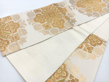 平和屋着物◎六通柄袋帯　正倉院花文　金糸　正絹　逸品　BAAT2697ea
