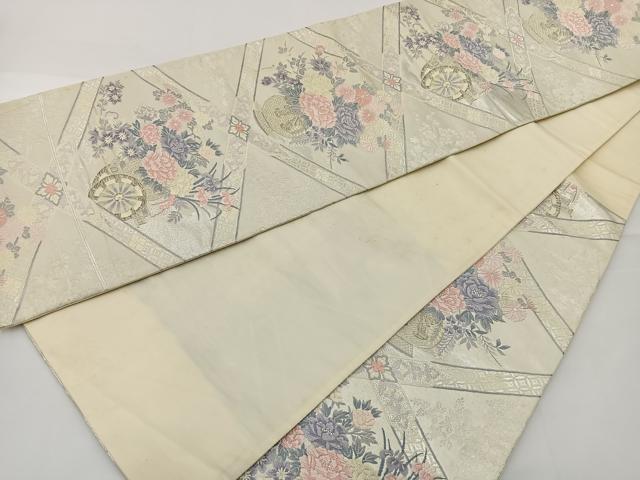 平和屋着物◎六通柄袋帯　唐織　飾花文　金銀糸　正絹　逸品　BAAT2687ea