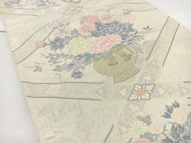 平和屋着物◎六通柄袋帯　唐織　飾花文　金銀糸　正絹　逸品　BAAT2687ea