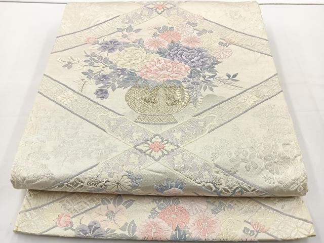 平和屋着物◎六通柄袋帯　唐織　飾花文　金銀糸　正絹　逸品　BAAT2687ea