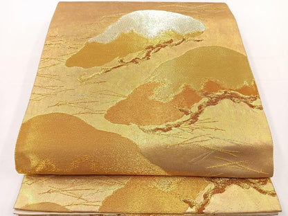 平和屋着物◎六通柄袋帯 松 金銀糸 引箔 正絹 逸品 BAAT2706ea