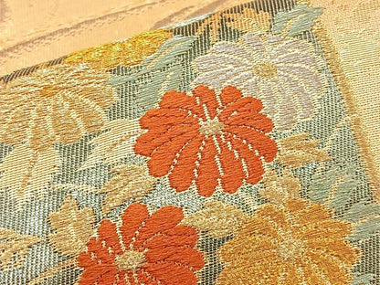 平和屋着物◎六通柄袋帯 唐織 流水短冊花文 金銀糸 正絹 逸品 BAAT2709ea
