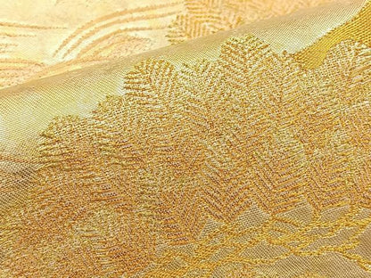 平和屋着物◎六通柄袋帯 流水松文 金糸 引箔 正絹 逸品 BAAT2717ea