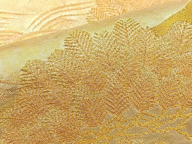 平和屋着物◎六通柄袋帯 流水松文 金糸 引箔 正絹 逸品 BAAT2717ea