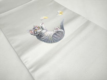 平和屋本店●極上 太鼓柄袋帯 手描き 猫 蝶 引箔 逸品 CYAA2388s5