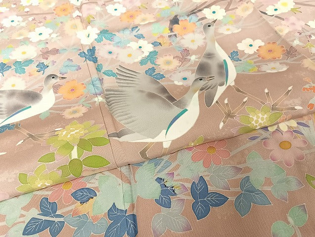 平和屋着物●本加賀友禅作家 百貫華峰 色留袖 花鳥文 暈し染め 正絹 逸品 AAAU4210np