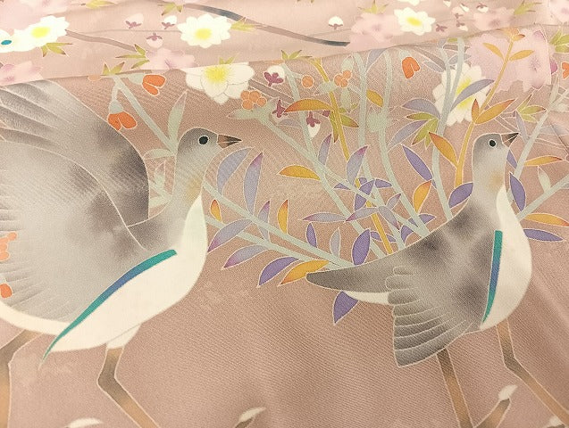 平和屋着物●本加賀友禅作家 百貫華峰 色留袖 花鳥文 暈し染め 正絹 逸品 AAAU4210np