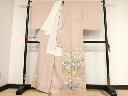 平和屋着物●本加賀友禅作家 百貫華峰 色留袖 花鳥文 暈し染め 正絹 逸品 AAAU4210np