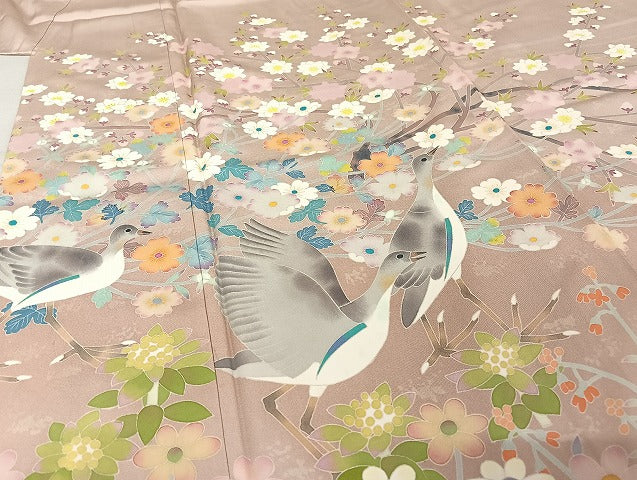 平和屋着物●本加賀友禅作家 百貫華峰 色留袖 花鳥文 暈し染め 正絹 逸品 AAAU4210np