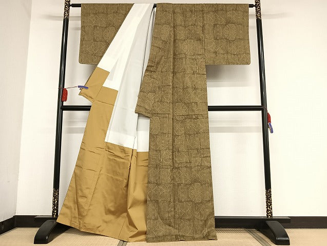 平和屋着物●本場大島紬 ９マルキ 壺垂れ 正絹 逸品 AAAU4224np