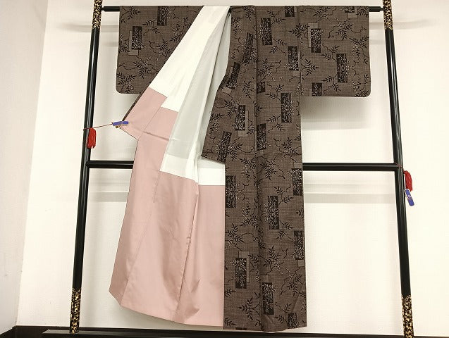 平和屋着物●本場大島紬 ７マルキ 花短冊文 正絹 逸品 AAAU4226np