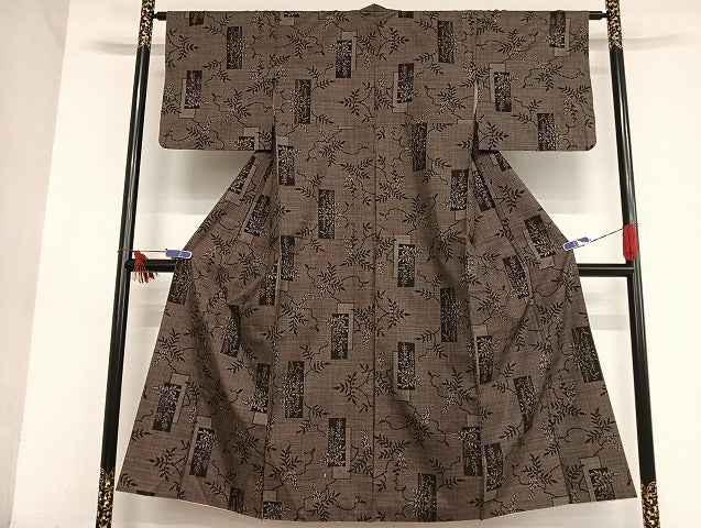 平和屋着物●本場大島紬 ７マルキ 花短冊文 正絹 逸品 AAAU4226np