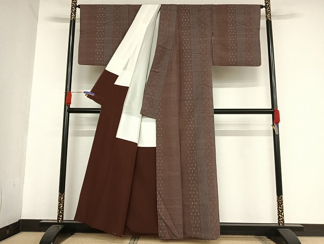 平和屋着物●上質な紬　間道　正絹　逸品　AAAU4228np