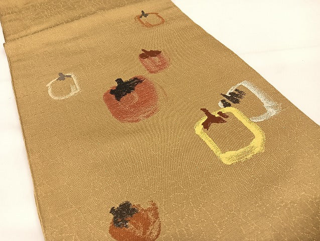 平和屋着物●龍村平蔵製　六通柄　本袋帯　柿の美　正絹　逸品　AAAU4230np