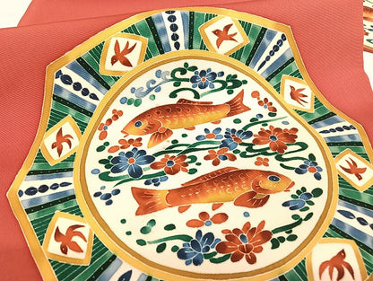 平和屋着物●本加賀友禅作家 木村雨山 九寸名古屋帯 絵皿文 逸品 AAAU4236np