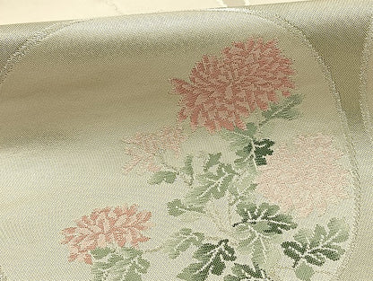 平和屋着物◎太鼓柄袋帯 花鳥丸文 銀糸 引箔 正絹 逸品 BAAT0597yt
