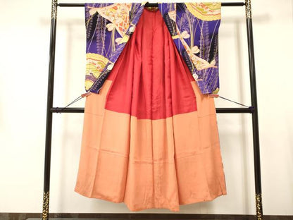 平和屋着物∵アンティーク 大正ロマン 女の子 十三参り 子供 檜扇花文 逸品 DAAR6317ma