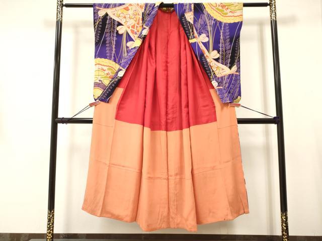 平和屋着物∵アンティーク 大正ロマン 女の子 十三参り 子供 檜扇花文 逸品 DAAR6317ma