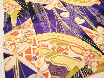 平和屋着物∵アンティーク 大正ロマン 女の子 十三参り 子供 檜扇花文 逸品 DAAR6317ma