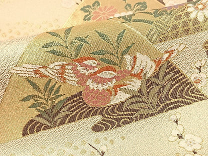 平和屋着物◎六通柄袋帯 唐織 九百錦 吉祥絵図 金糸 正絹 逸品 BAAT5501yt