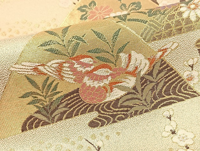 平和屋着物◎六通柄袋帯 唐織 九百錦 吉祥絵図 金糸 正絹 逸品 BAAT5501yt