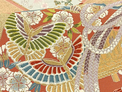 平和屋着物◎六通柄袋帯 唐織 御殿鼓 金糸 正絹 逸品 BAAT5509yt