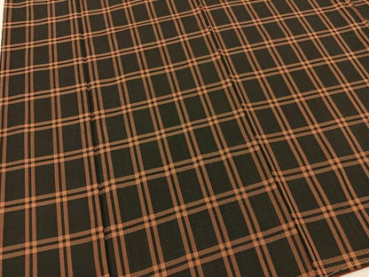 平和屋着物●黄八丈　紬　格子柄　黒地 　正絹　逸品　未使用　BAAT0805yc