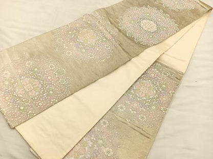 平和屋着物◎六通柄袋帯 唐織 宝相華 金銀糸 正絹 逸品 BAAT4823hz