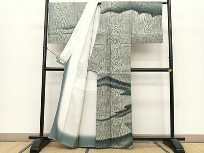 平和屋着物●訪問着 紬地 杢目文様 暈し染め やまと誂製 正絹 逸品 BAAT0817yc