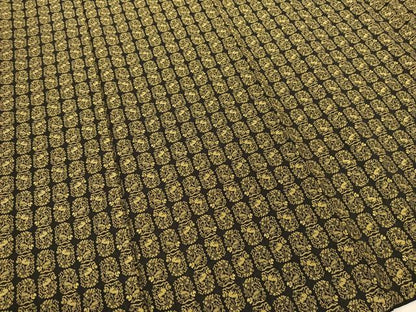 平和屋着物●上質なお召 黄金糸 色紙兎花文 黒地 正絹 逸品 BAAT0841yc