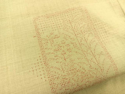平和屋着物●結城紬　100亀甲　色紙草木文　正絹　逸品　BAAT0850yc