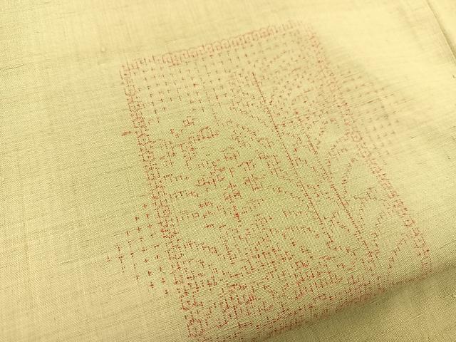 平和屋着物●結城紬　100亀甲　色紙草木文　正絹　逸品　BAAT0850yc