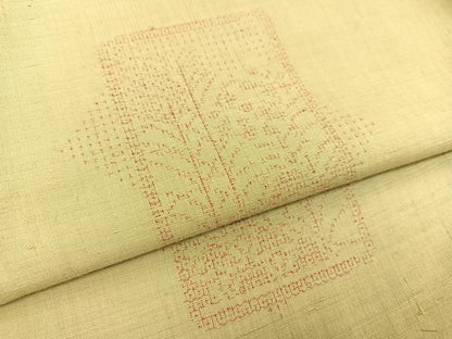 平和屋着物●結城紬　100亀甲　色紙草木文　正絹　逸品　BAAT0850yc