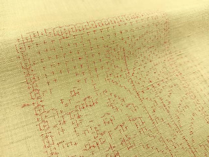 平和屋着物●結城紬　100亀甲　色紙草木文　正絹　逸品　BAAT0850yc