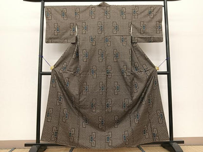 平和屋着物●本場大島紬　短冊文　正絹　逸品　BAAT0872yc
