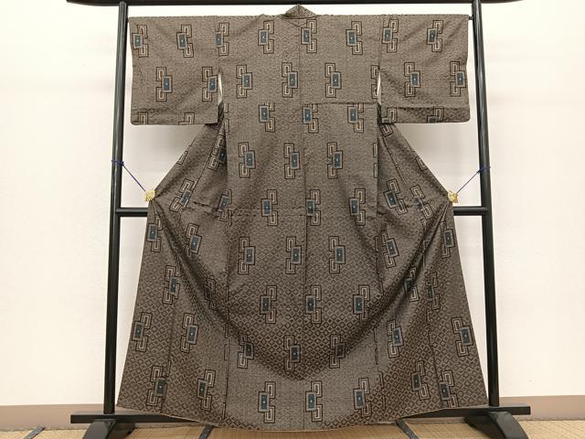 平和屋着物●本場大島紬　短冊文　正絹　逸品　BAAT0872yc