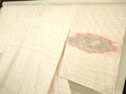 平和屋着物▽訪問着 単衣 杢目絞り 流水花文 金銀彩 正絹 逸品 DAAS0541az
