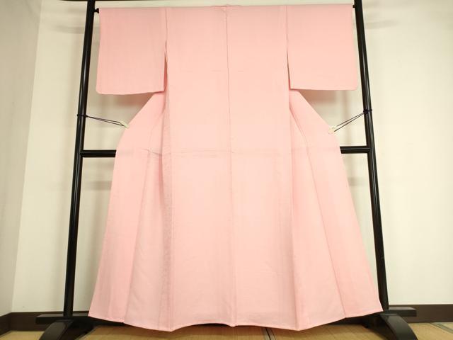平和屋着物▽上質な色無地 単衣 花唐草地紋 鴇色 正絹 逸品 DAAS0539az