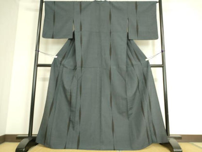 平和屋着物▽本塩沢 単衣 変わり間道 110亀甲 正絹 逸品 DAAS0537az
