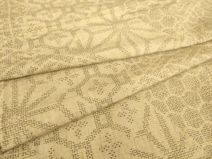 平和屋着物▽結城紬　単衣　切嵌麻の葉文　80亀甲　正絹　逸品　DAAS0438az