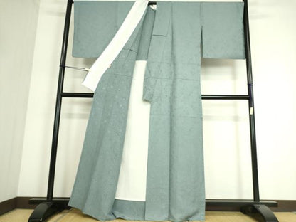 平和屋着物▽上質な色無地　単衣　辻が花地紋　秘色色　ますいわ屋扱い　正絹　逸品　DAAS0442az