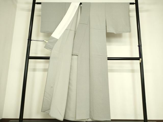 平和屋着物▽上質な小紋 単衣 作家物 市松文 正絹 逸品 DAAS0450az