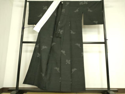 平和屋着物▽上質な紬 単衣 舞花文 正絹 逸品 DAAS0461az