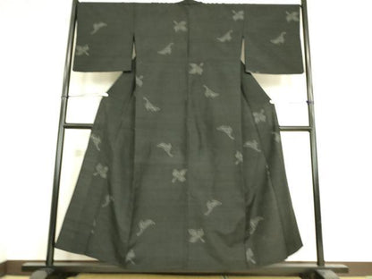 平和屋着物▽上質な紬 単衣 舞花文 正絹 逸品 DAAS0461az