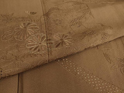 平和屋着物▽中国三大刺繍 スワトウ刺繍 汕頭刺繍 総刺繍 訪問着 単衣 短冊花文箱 金糸 憲法色 正絹 逸品 DAAS0471az