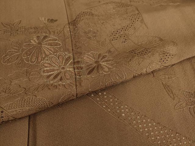 平和屋着物▽中国三大刺繍 スワトウ刺繍 汕頭刺繍 総刺繍 訪問着 単衣 短冊花文箱 金糸 憲法色 正絹 逸品 DAAS0471az