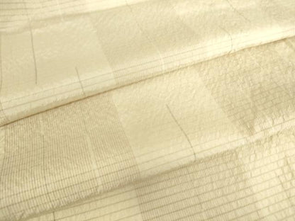 平和屋着物▽上質な紬　単衣　市松文　正絹　逸品　DAAS0480az