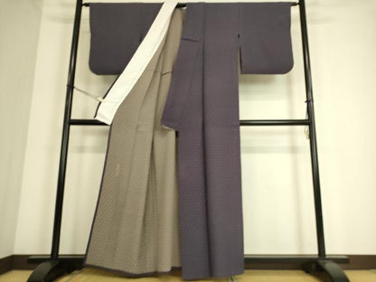 平和屋着物▽世界的人形師 辻村寿三郎 ジュサブロー 小紋 単衣 鱗文 正絹 逸品 DAAS0483az