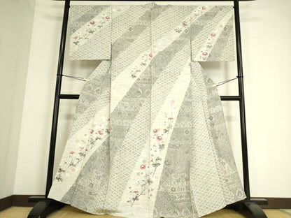 平和屋着物▽訪問着 単衣 友禅 枝花文 正絹 逸品 DAAS0496az