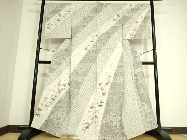平和屋着物▽訪問着 単衣 友禅 枝花文 正絹 逸品 DAAS0496az